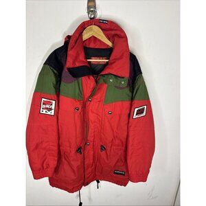 Vintage 80s SunIce Ski Jacket Red Green Colorblock‎ Retro Ski Team Logo Men’s 42
